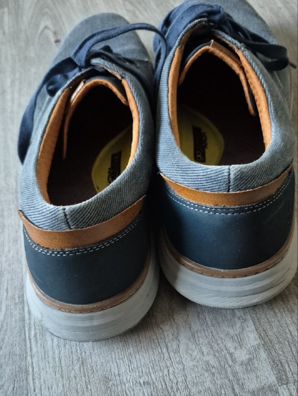Skechers Men's Denim-Style Lace-Up Loafers - Blue & Tan - Picture 3 of 8